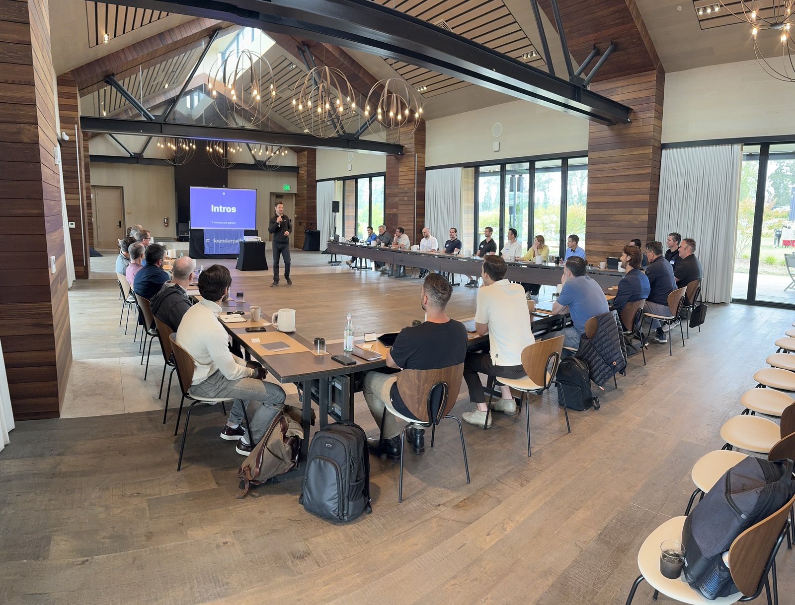 Founders gathered for opening intros at the first session