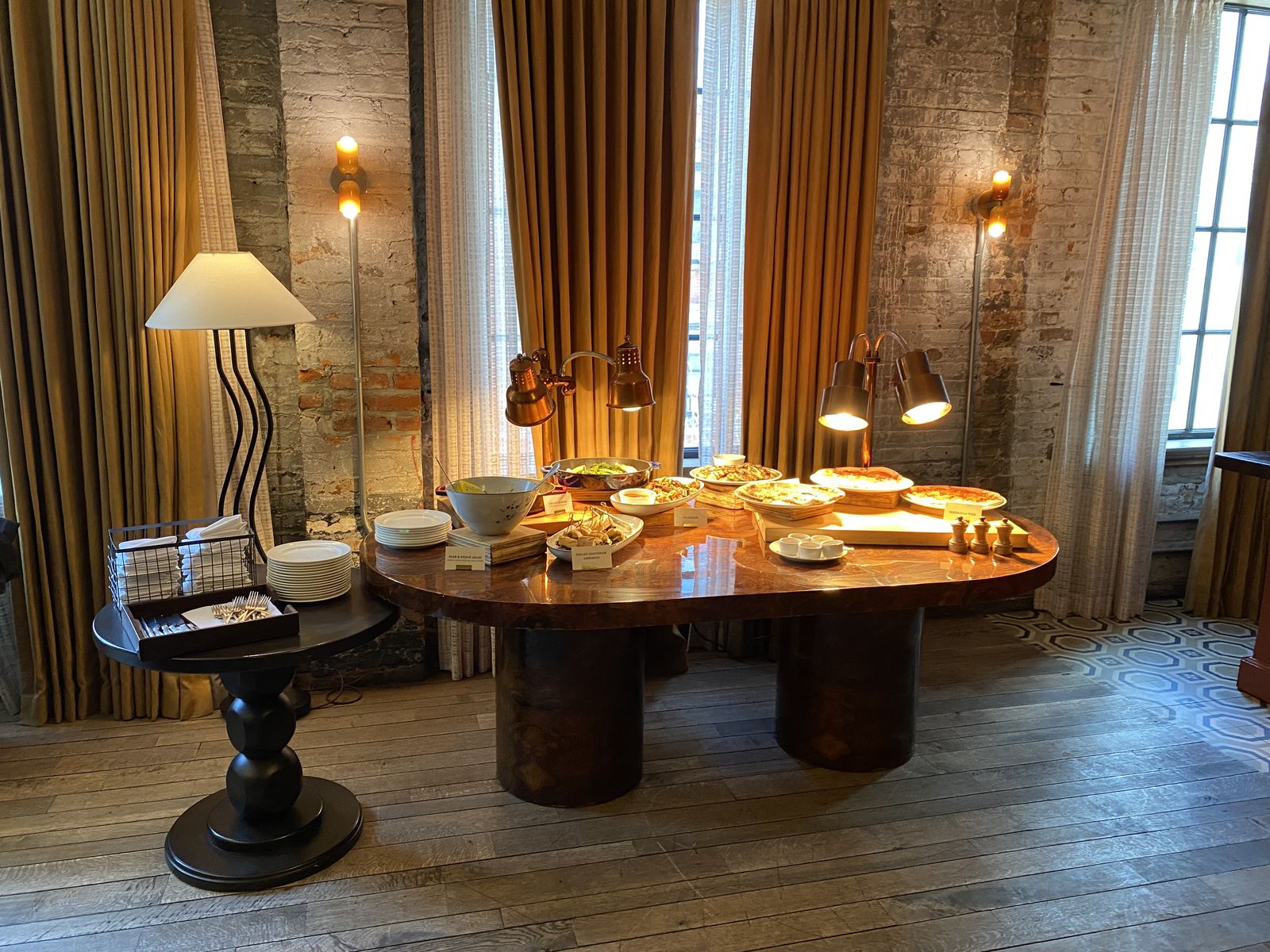 The family-style spread laid out for founders in New York City